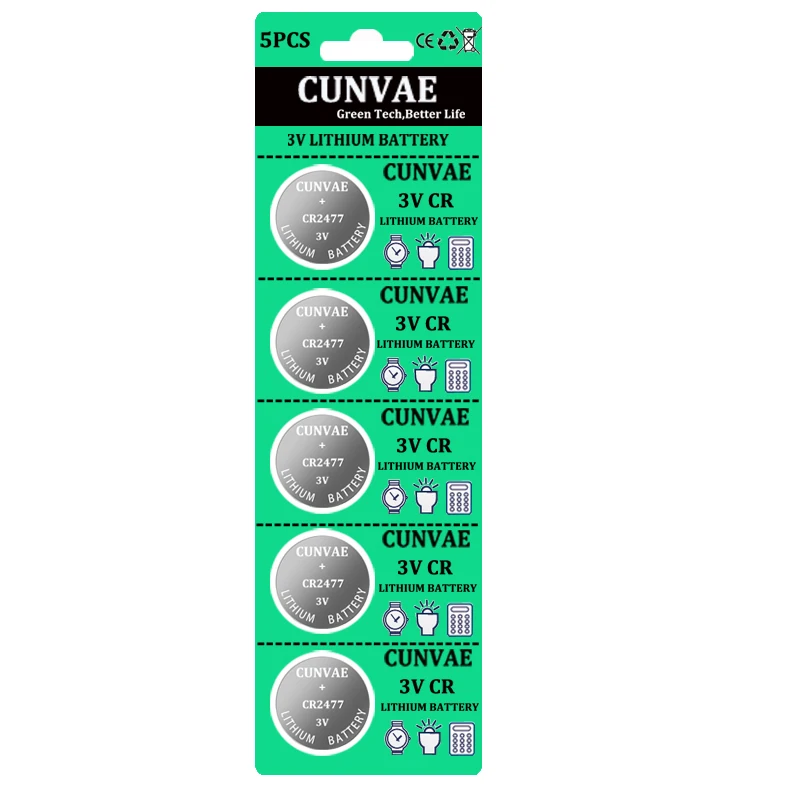 5 шт. CR2477 3 в кнопочный Аккумулятор для электронных часов калькулятор весы DL2477 ECR2477