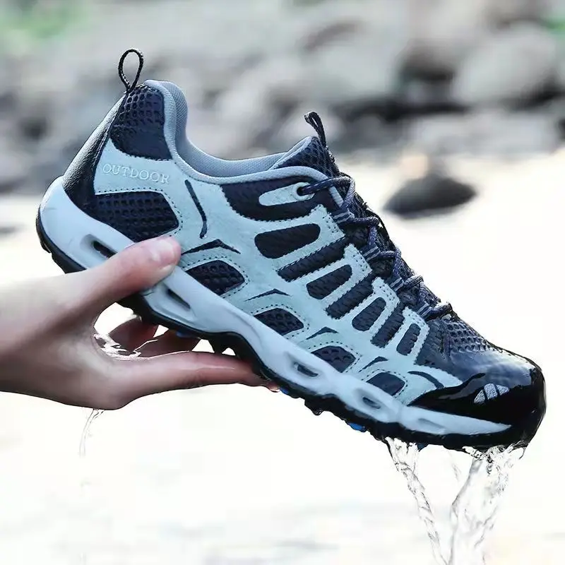 JIEMIAO Men Hiking Shoes Non-Slip Summer Mesh Breathable Male Sneakers Outdoor Trail Trekking Mountain Climbing Sports Shoes
