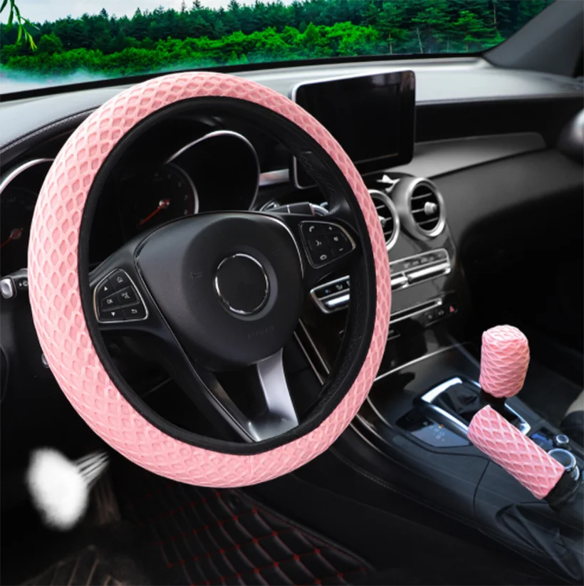 

3pcs/Set Universal 38CM Massage Mesh Without Ring Elastic Steering Wheel Cover Gear Handbrake Cover Auto Interior Accessories