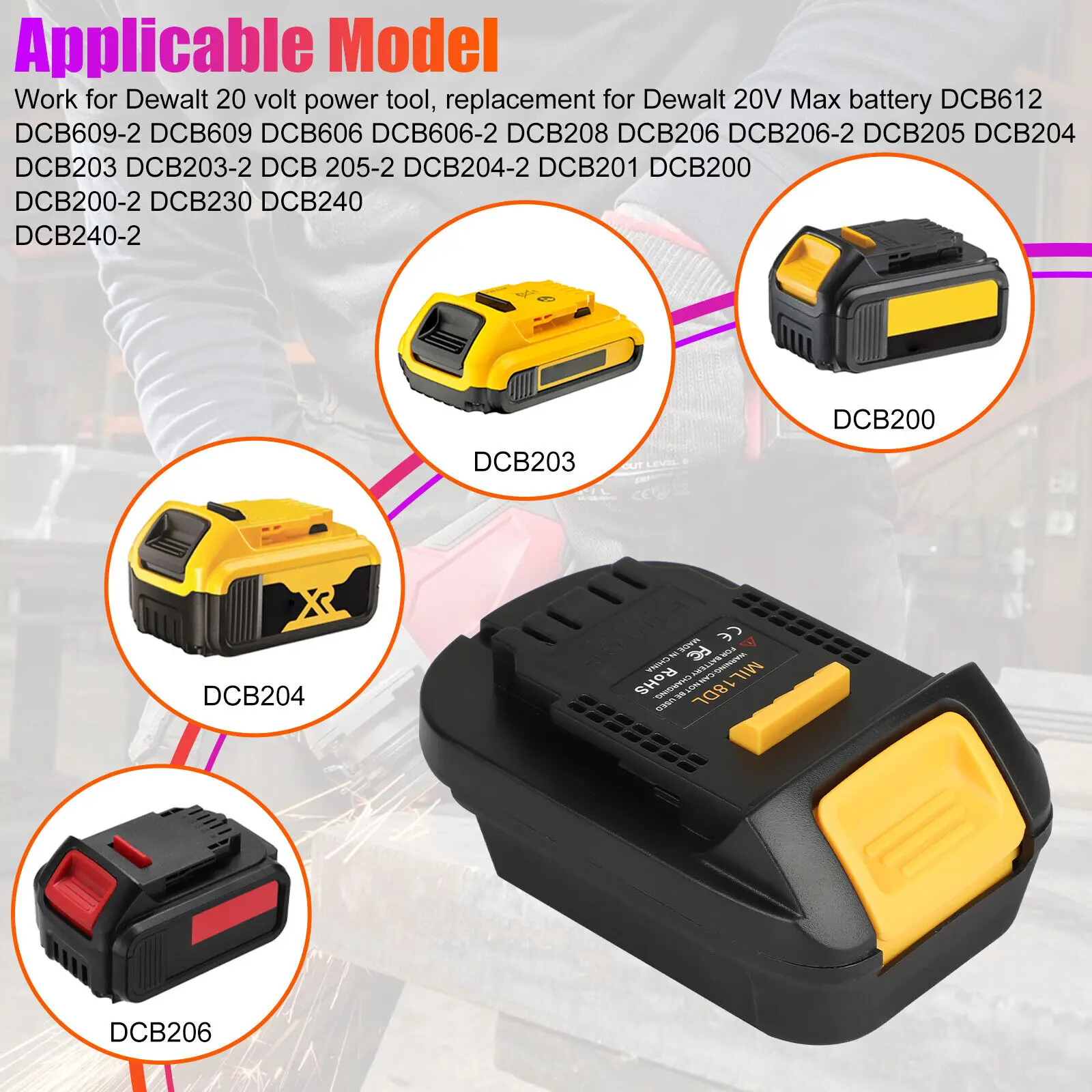 MIL18DL Battery Adapter Converter for Milwaukee M18 18V Li-ion Battery Convert to For Dewalt 18V 20V Li-ion Battery Power Tools enlarge