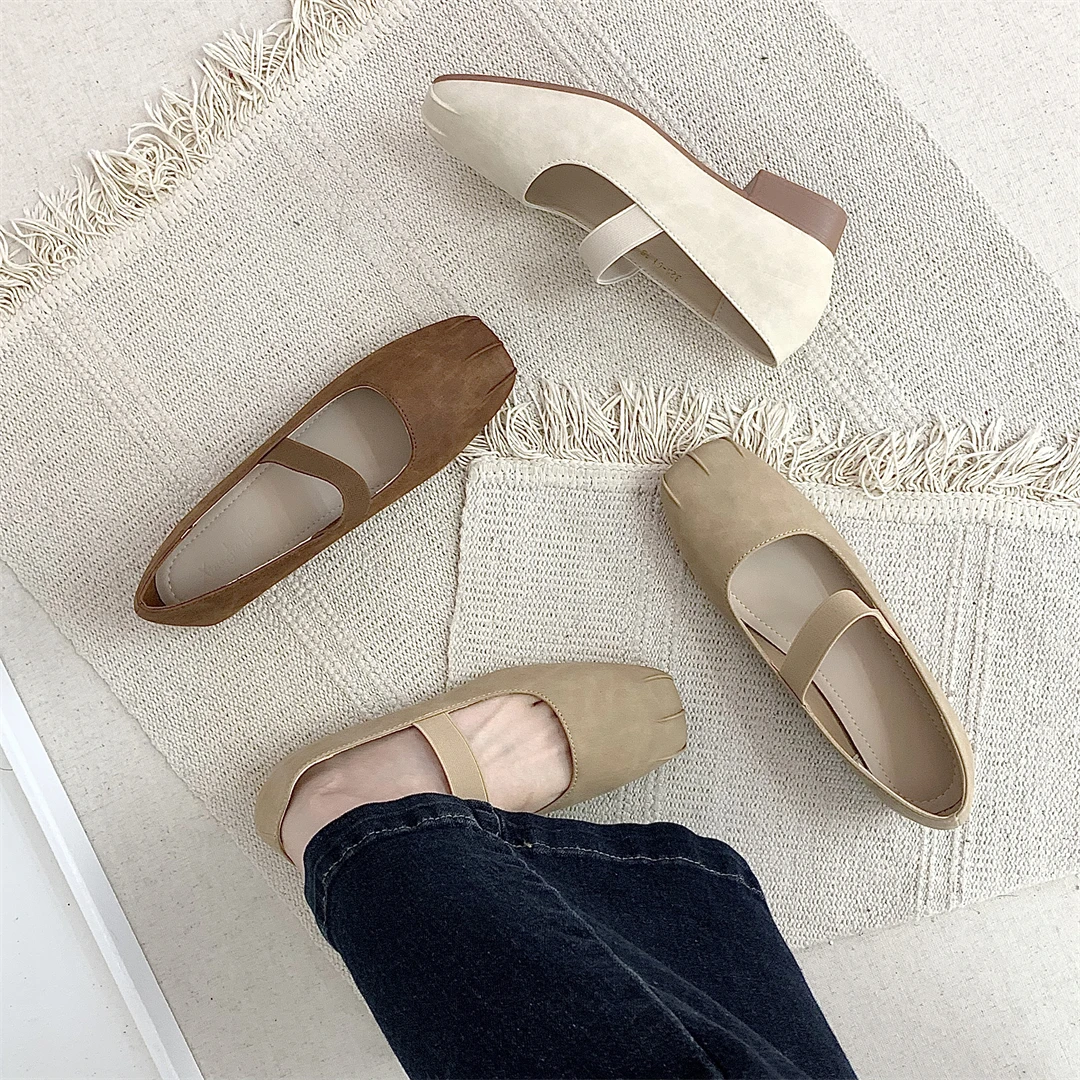 2024 осенняя модная балетная женская обувь на плоской подошве в стиле ретро