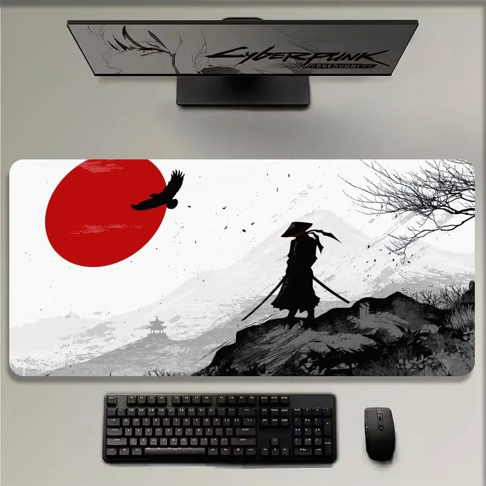Samurai Warrior Mouse Pad Gamer Computer Accessories Keyboard Table Mat Black Mousepad Company Gaming Laptop Desk Accessory Pc