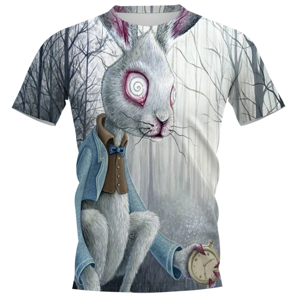 

CLOOCL Fashion Animals T-shirts Horror Story Forest Bunny 3D Graphic T Shirts Tees Short Sleeve Casual Shirts Hip Hop Tops S-5XL