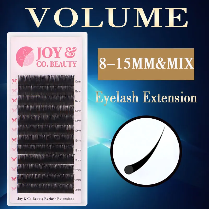 

JoyCo 12rows 8-15mm mix faux mink eyelash individual extension korean pbt soft false lash extension mink cilia
