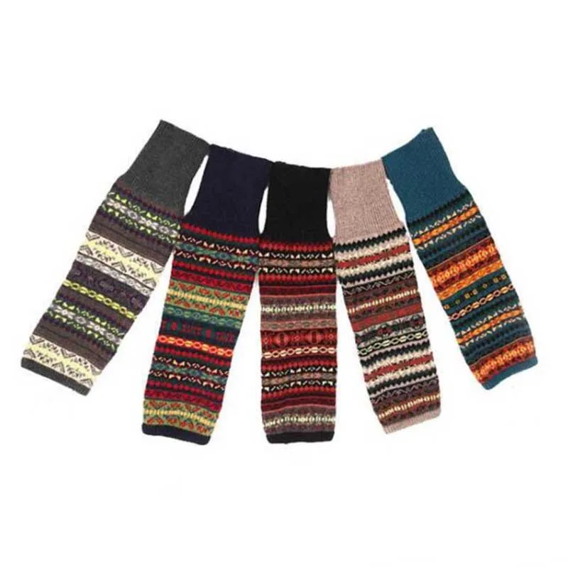 Women's Over Knee Warm Boots Leggings Autumn and Winter Camouflage Bohemia Leg Warmers Knit Crochet Knitted Wool Warm Socks