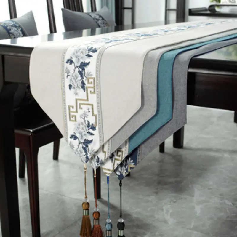 

Table Runner Grey Blue Beige Elegant Table Cloth Dining Table Cabinet Bed Decoration Luxury Home Decor Party Wedding Decoration