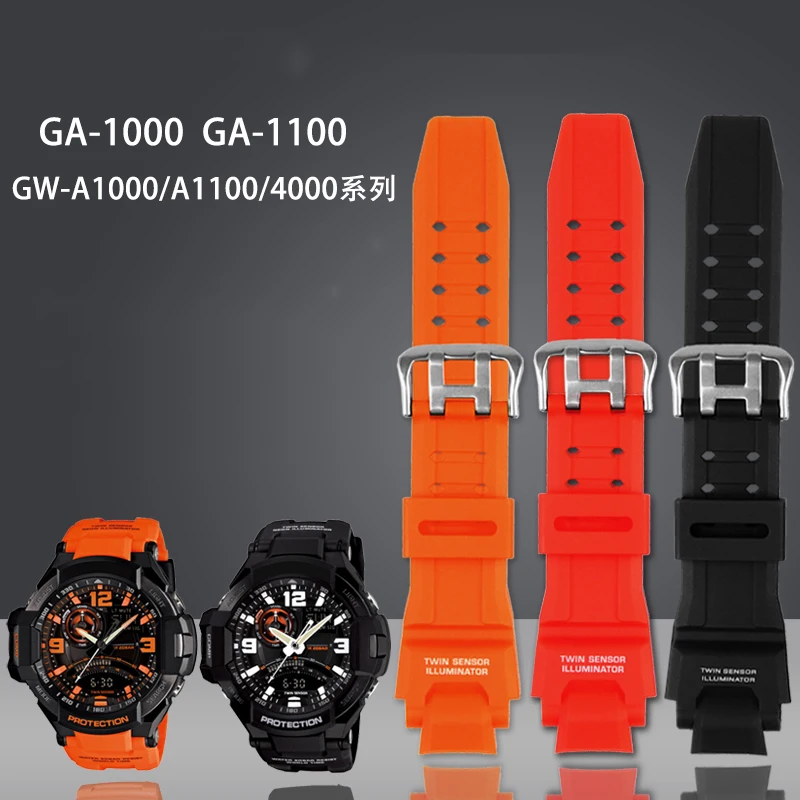 Фото Аксессуары для часов резиновые ремешки для C-asio GA-1000/1100 GW-A1000/1100/4000 цветные силиконовые мужские и женские спортивные ремешки №1