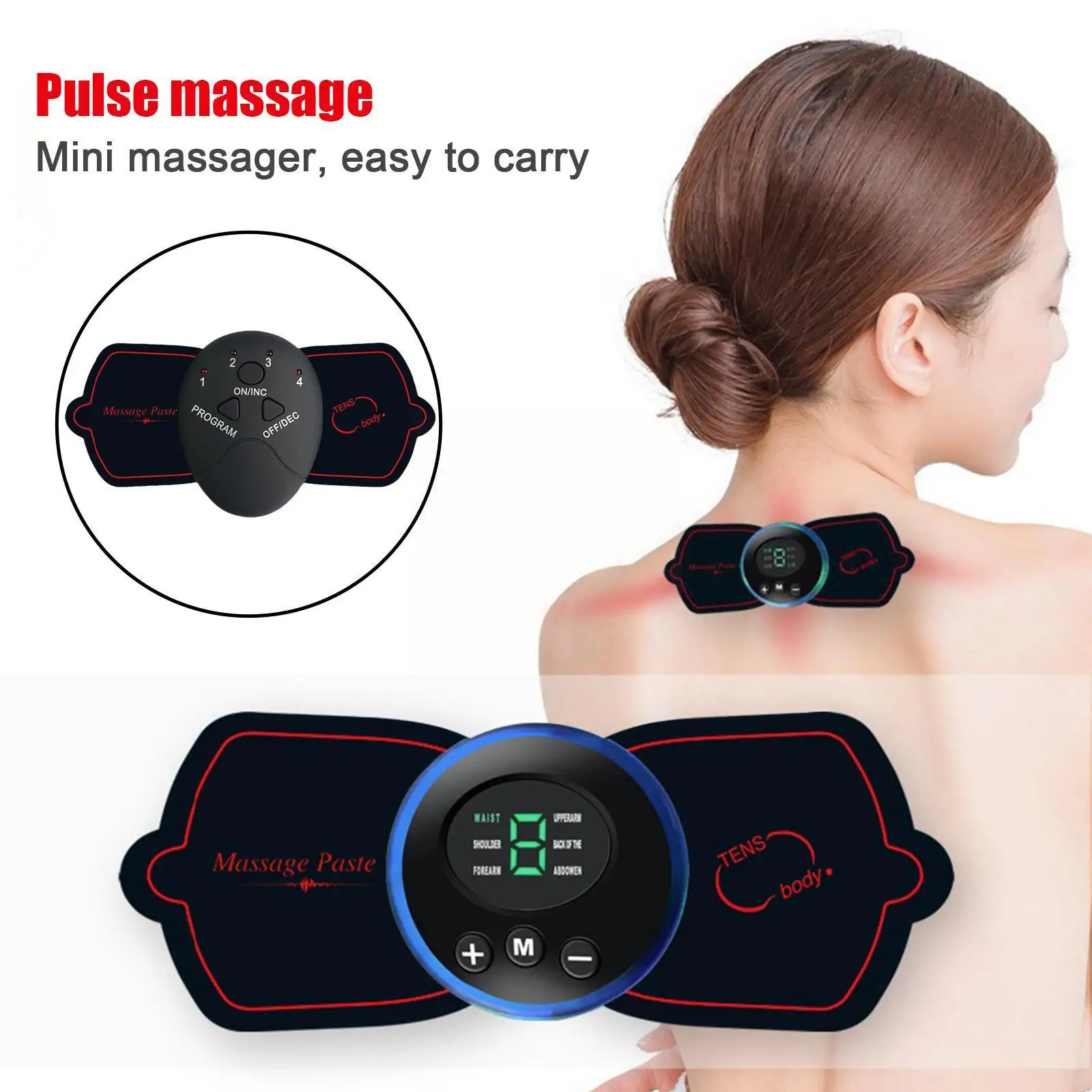 

EMS Mini Cervical Massager Portable Wireless Electric Frequency Pulse Massager Pad For Neck Shoulder Back Waist Arms Legs A M7J1