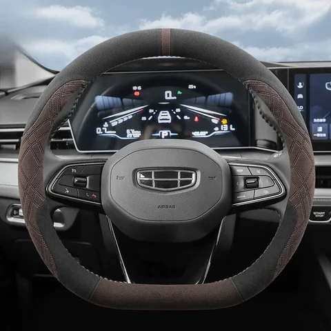 Замшевый кожаный чехол на руль автомобиля для Geely Monjaro Xingyue L 2022 2023 2024 2025 автомобильный Стайлинг автоаксессуары
