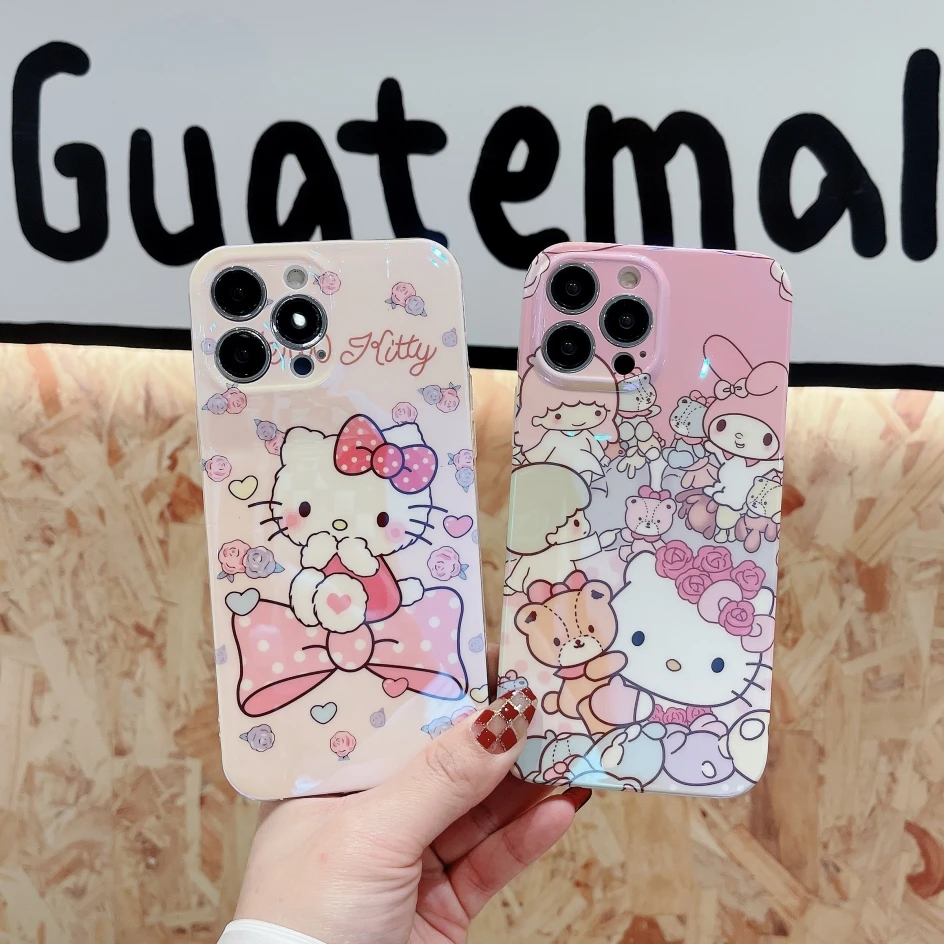 Телефонные чехлы Hello Kitty Blu-Ray для iPhone 14 13 12 11 Pro Max Mini XR XS MAX 8X7 SE 2022 6 6s Plus милый