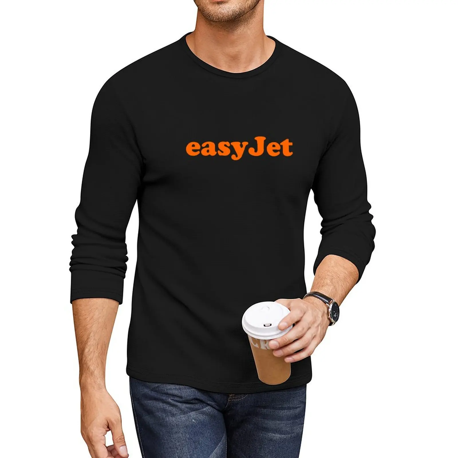 Easyjet Швейцария Длинная футболка черные футболки для мужчин