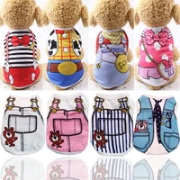 summer pet dog clothes puppy dog cat vest shirt fake strap pet dog coat cute cotton vest for small medium dogs clothing