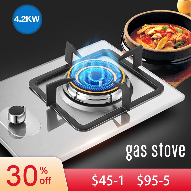 Built-In Single-Burner Dual-Use Gas Stove Natural Gas Liquefied Gas Stove Desktop Fire-Concentrating Stove Stainless Steel