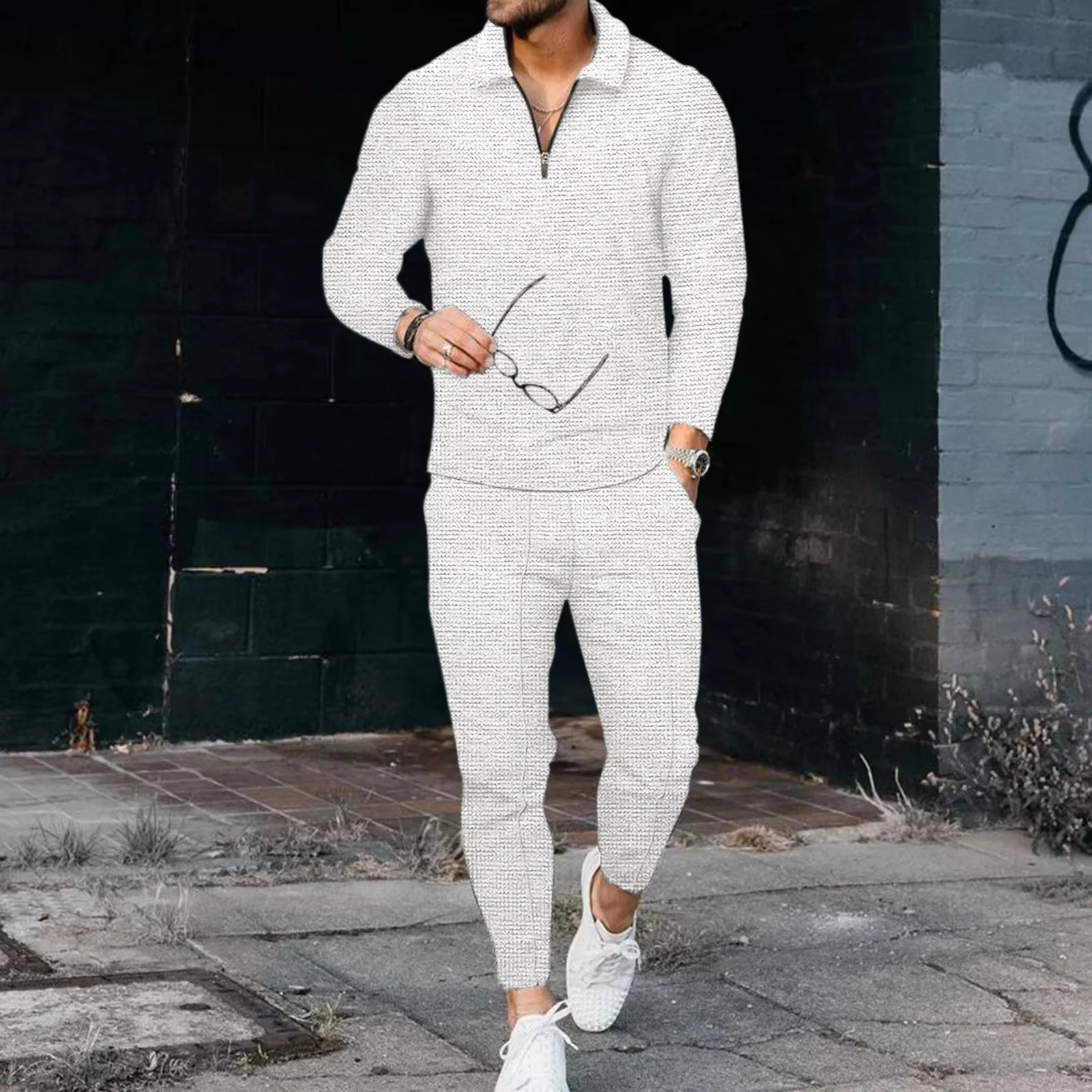 2023 Men's Springtime Long Sleeve Shirt+Trousers Set 2 Piece Fashion Set Lapel Trend Streetwear Daily Male Outfit Clothing Suit