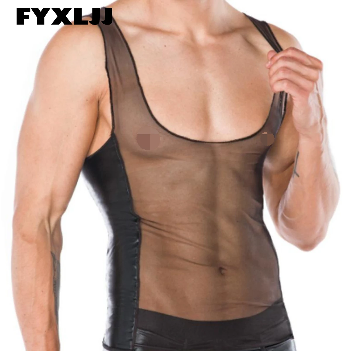 Сексуальные мужские ультратонкие сетчатые майки FYXLJJ