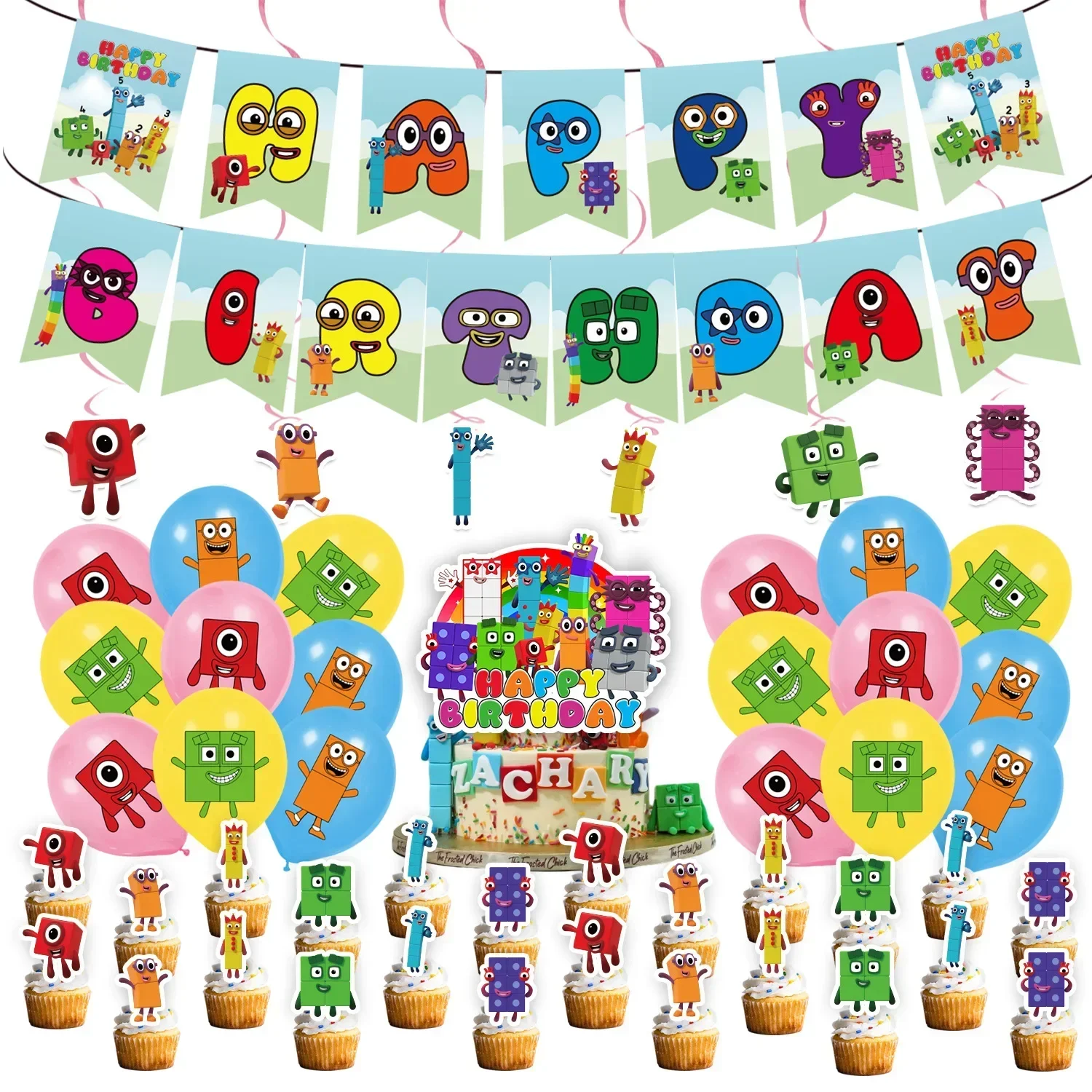 Симпатичная серия Numberblock одноразовый баннер для вечеринки топпер торта