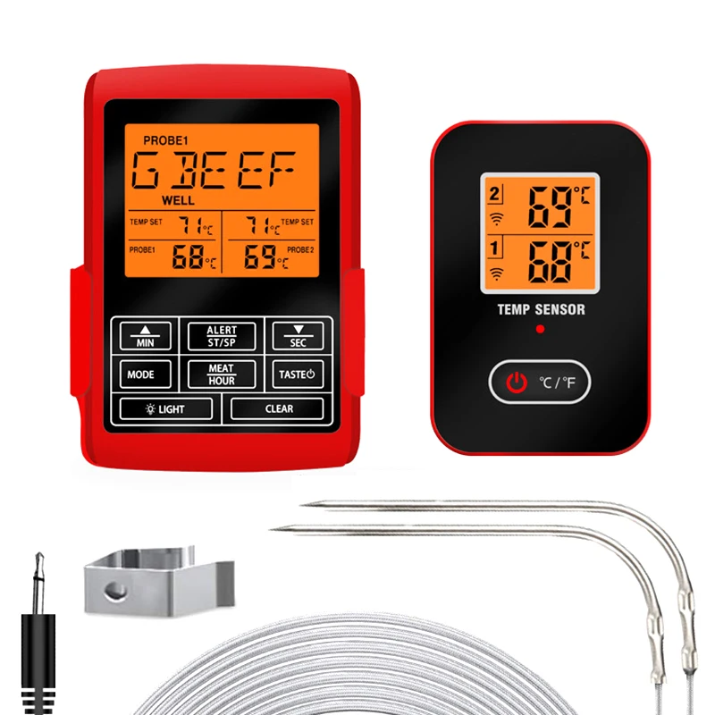 

Wireless Remote Digital Cooking Food Meat Thermometer With Dual Probe For Smoker Grill BBQ Thermometer