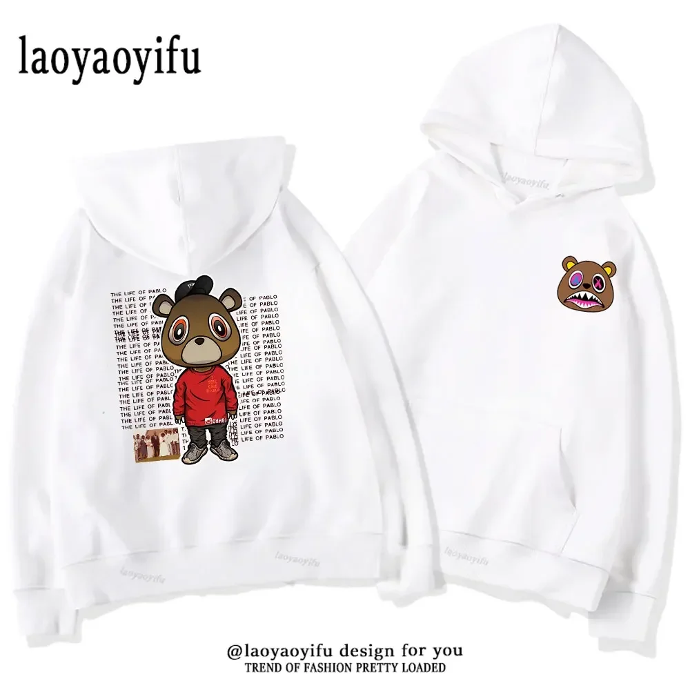 Ретро-худи Kanye West College в стиле 90-х свитшот с длинным рукавом Корейская версия