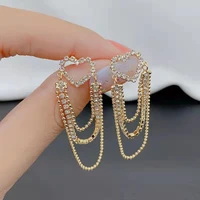 2022 love tassel multilayer chain hot selling earrings new fashion korean heart rhinestone earrings wedding party jewelry gifts