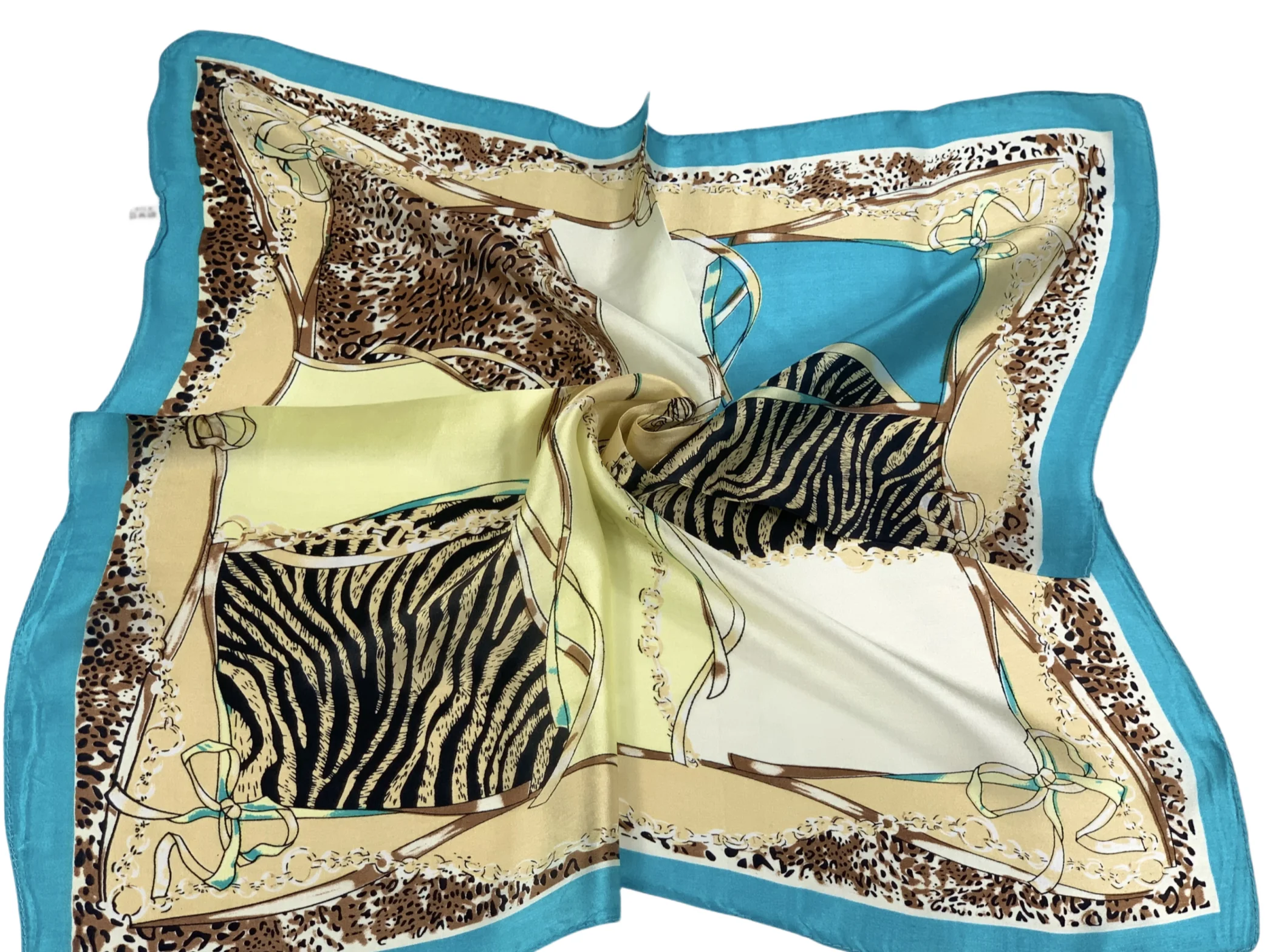 100% шелковый шарф брендовый 50 см * в животном стиле роскошный шейный платок синего