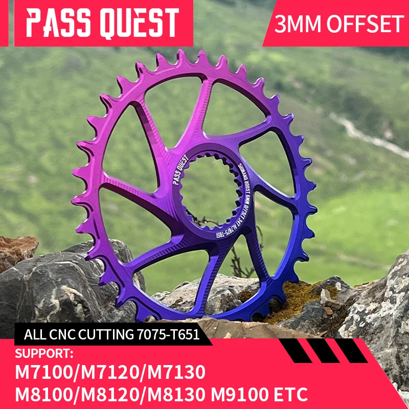 

PASS QUEST Bike Chainring 3mm Offset 28-38T MTB Narrow Wide Bicycle Chainwheel For Shimano M7100 M8100 M9100ETC 12Speed Crankset