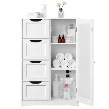 White Freestanding Bathroom Floor Cabinet