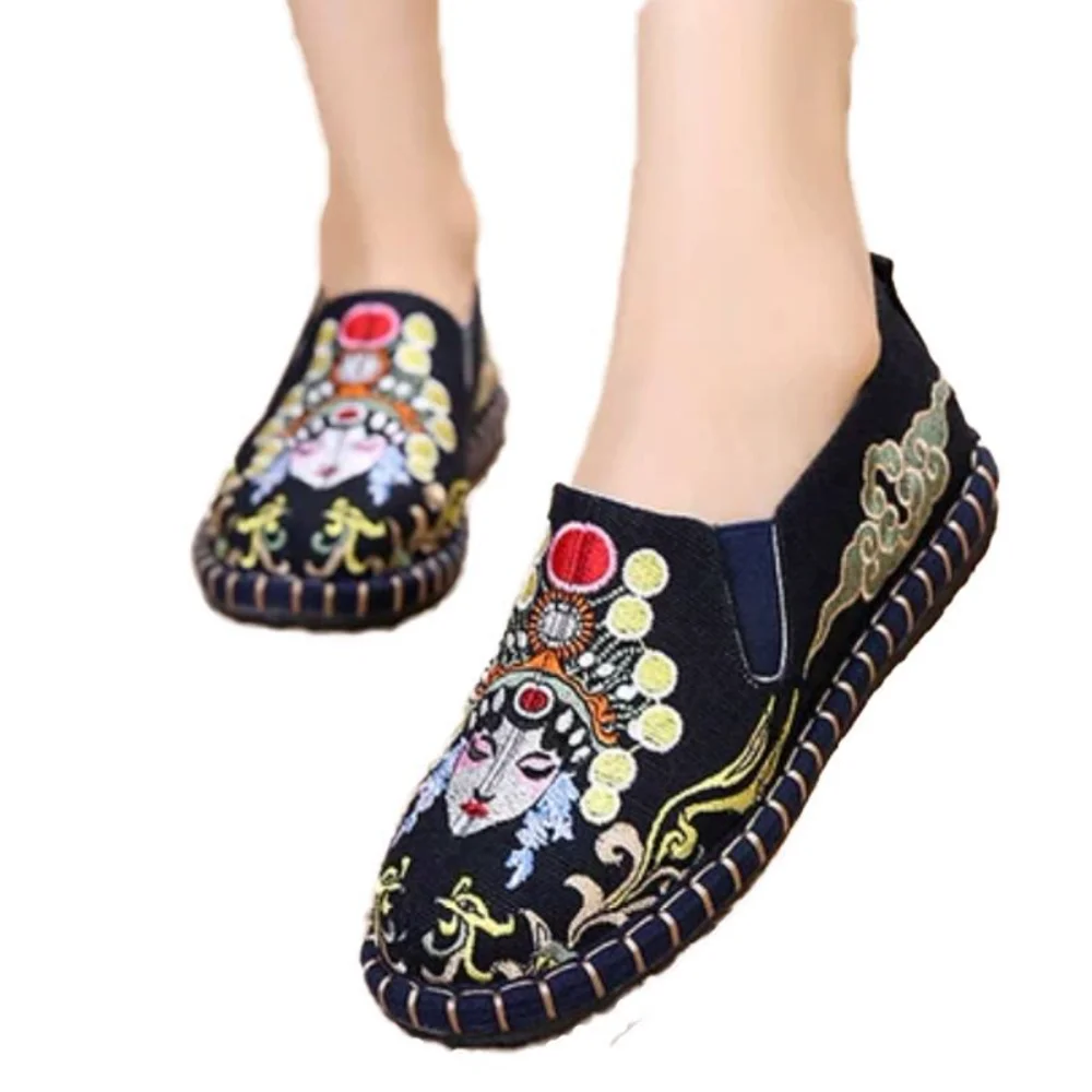

Женская обувь, модная обувь для женщин, Повседневная винтажная вышивка в этническом стиле, уличная одежда, элегантная Old Beijing Veowalk ручной работы