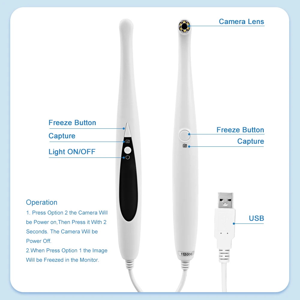 Фото Супермини-объектив 6 мм, стоматологическая USB CMOS, внутриротовая камера, 8,0 мегапикселей, 6 белых светодиодов, внутриротовая камера для осмотра, стоматологические инструменты №3
