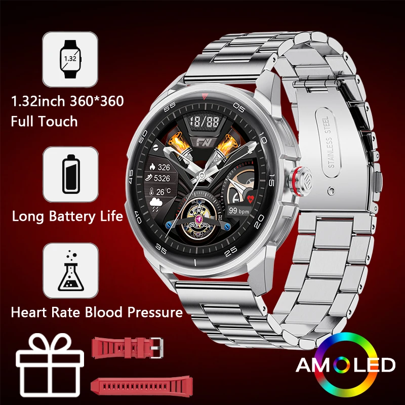 

2022 Woman Smartwatch AMOLED 330Mah Battery Multisport Mode Heart Rate Fitness Luxury Smart Watch Men With iOS Android Phones