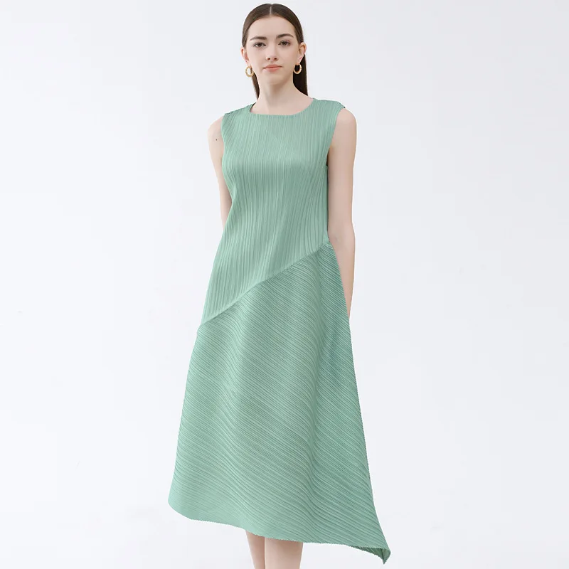 Женское свободное плиссированное платье миаке без рукавов Летнее Длинное и