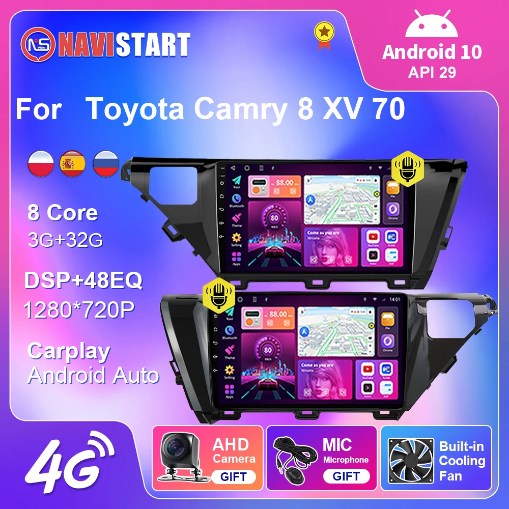 

NAVISTART For Toyota Camry 8 XV 70 2017-2020 LHD RHD Car Radio Player 4G WIFI DSP Carplay GPS Navigation 2 Din Android 10 No DVD