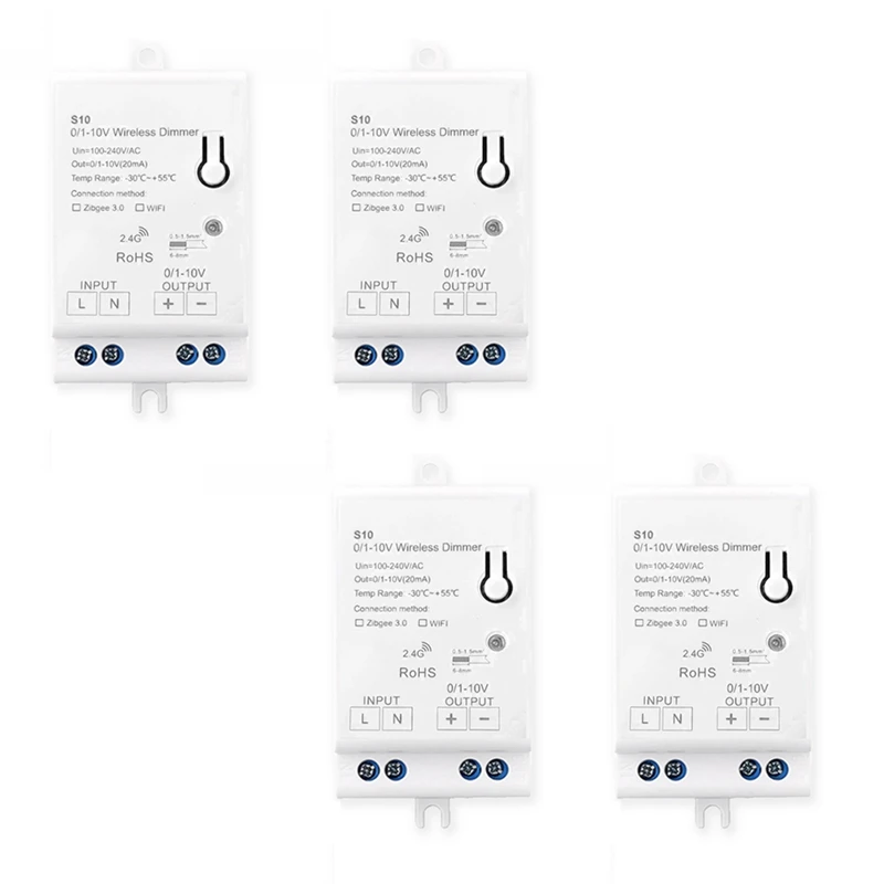 

4X AC100-240V Zigbee 0/1-10V LED Light Dimmer Controller Smart Life Tuya Control App For 0-10V LED Dimmable Power Drive
