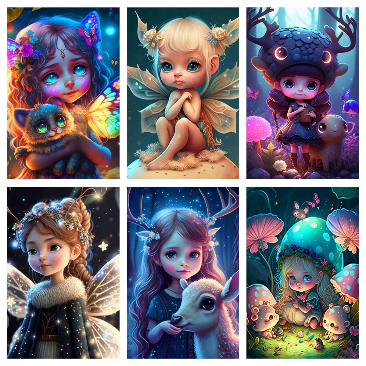 DIY 5D Комплект Алмазной Живописи Девушка-эльф Вышивка Крестиком Круглая Алмазная