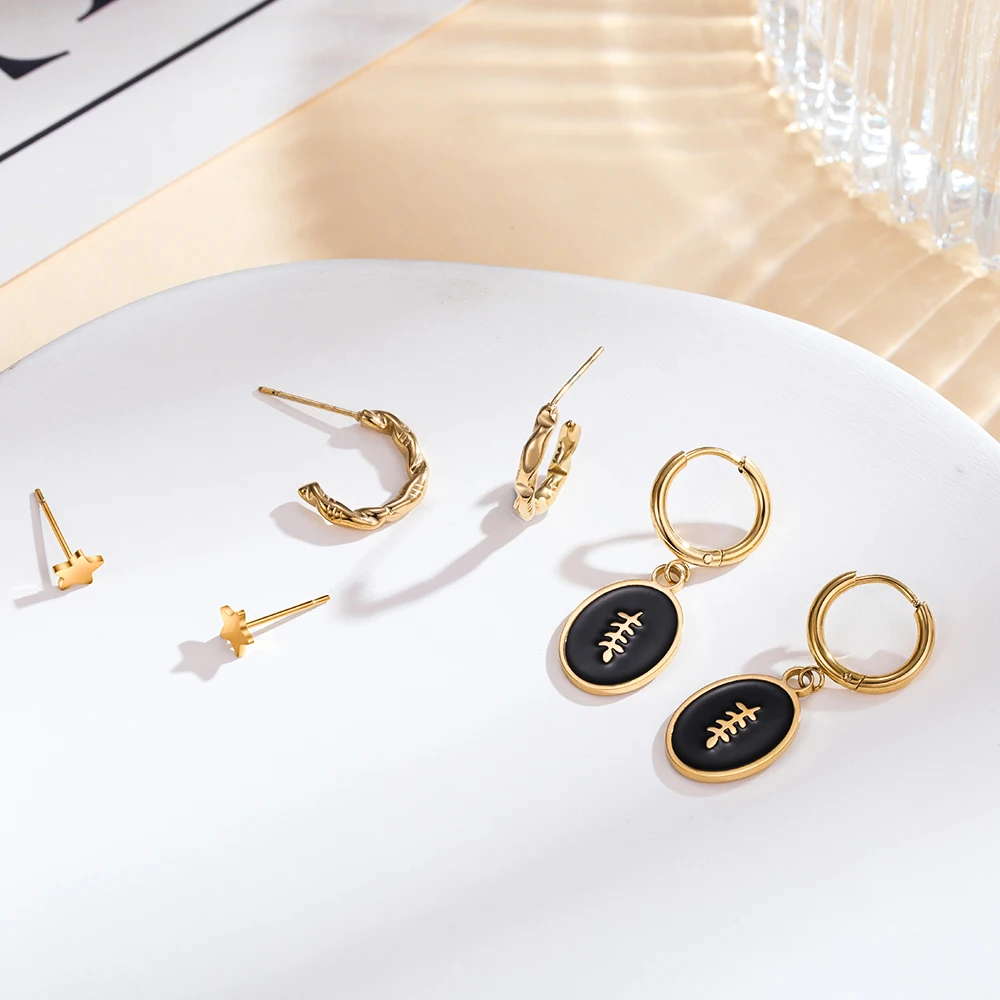 Набор серег из нержавеющей стали с эпоксидной смолой |