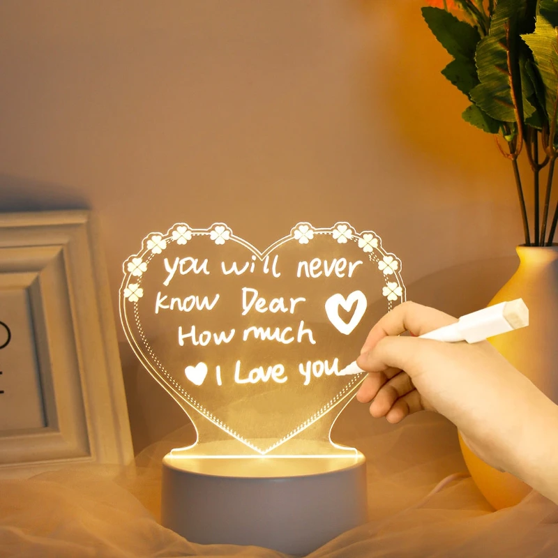 

Доска для заметок, Креативный светодиодный ночник, USB доска для сообщений, праздничный светильник с ручкой, подарок для детей, украшение для ...