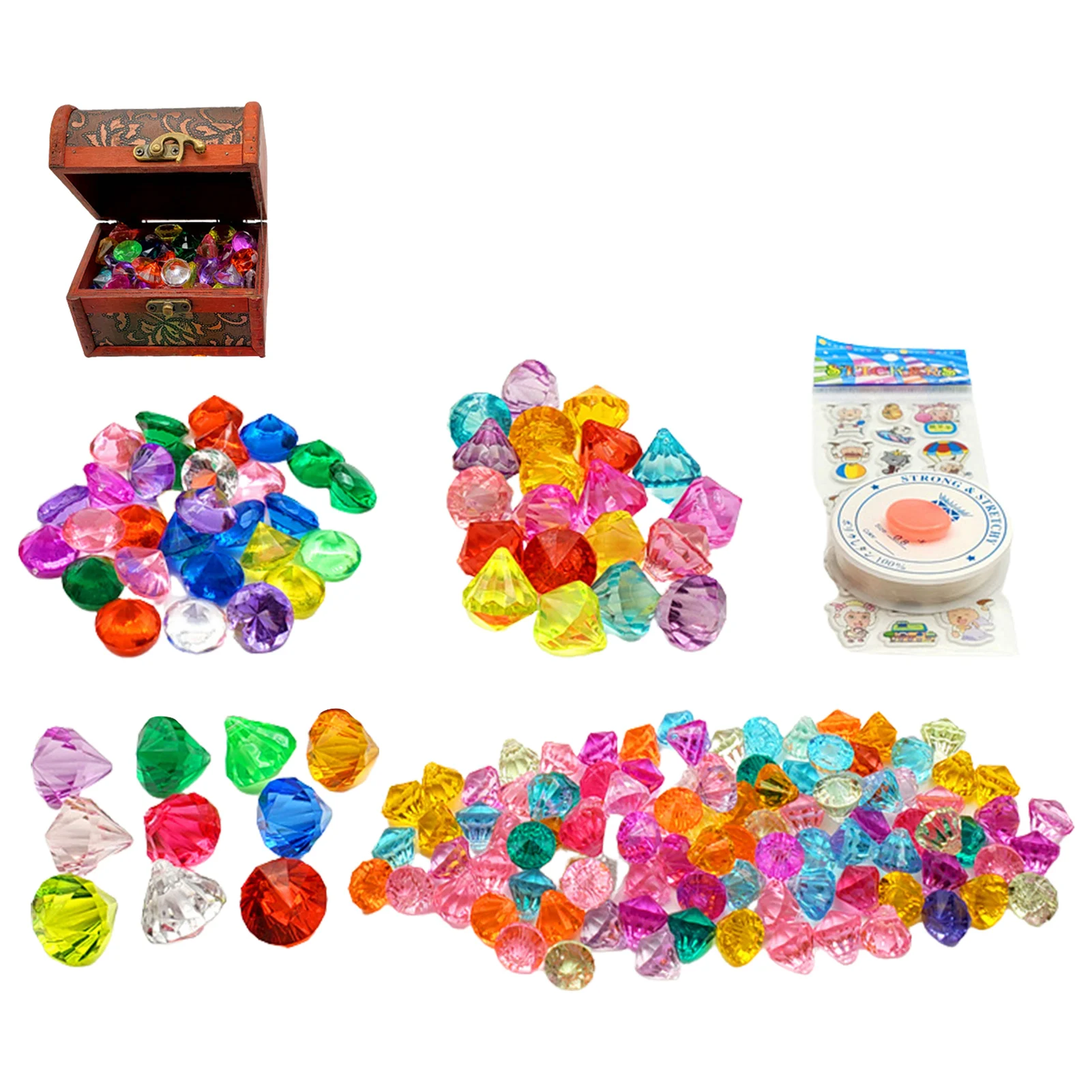 

Gems Pirate Treasure Toy Acrylic Gems Set Multicolor Diamonds Gemstones With Treasures Chest Crystal Stone Table Decorations