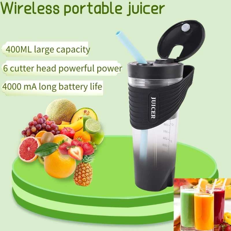 

Fashion Mini Portable Blender 4000mAh Electric Orange Juicer 6 Blades Mixer Machine Water Cup USB Charging Smoothie Juice Bottle