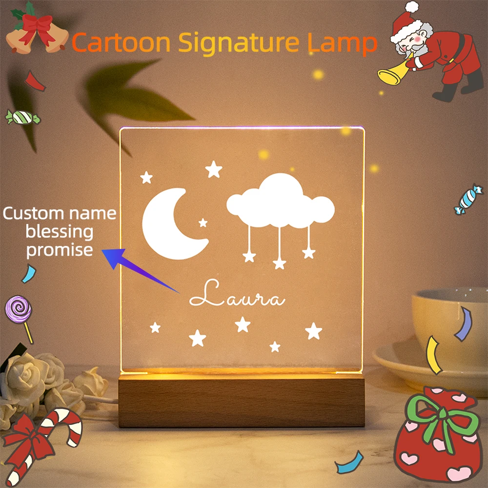 Shipping Personalized Nightlight USB Customized Name 3D Lamp Christmas Decoration Bedroom Toys For Children Gift