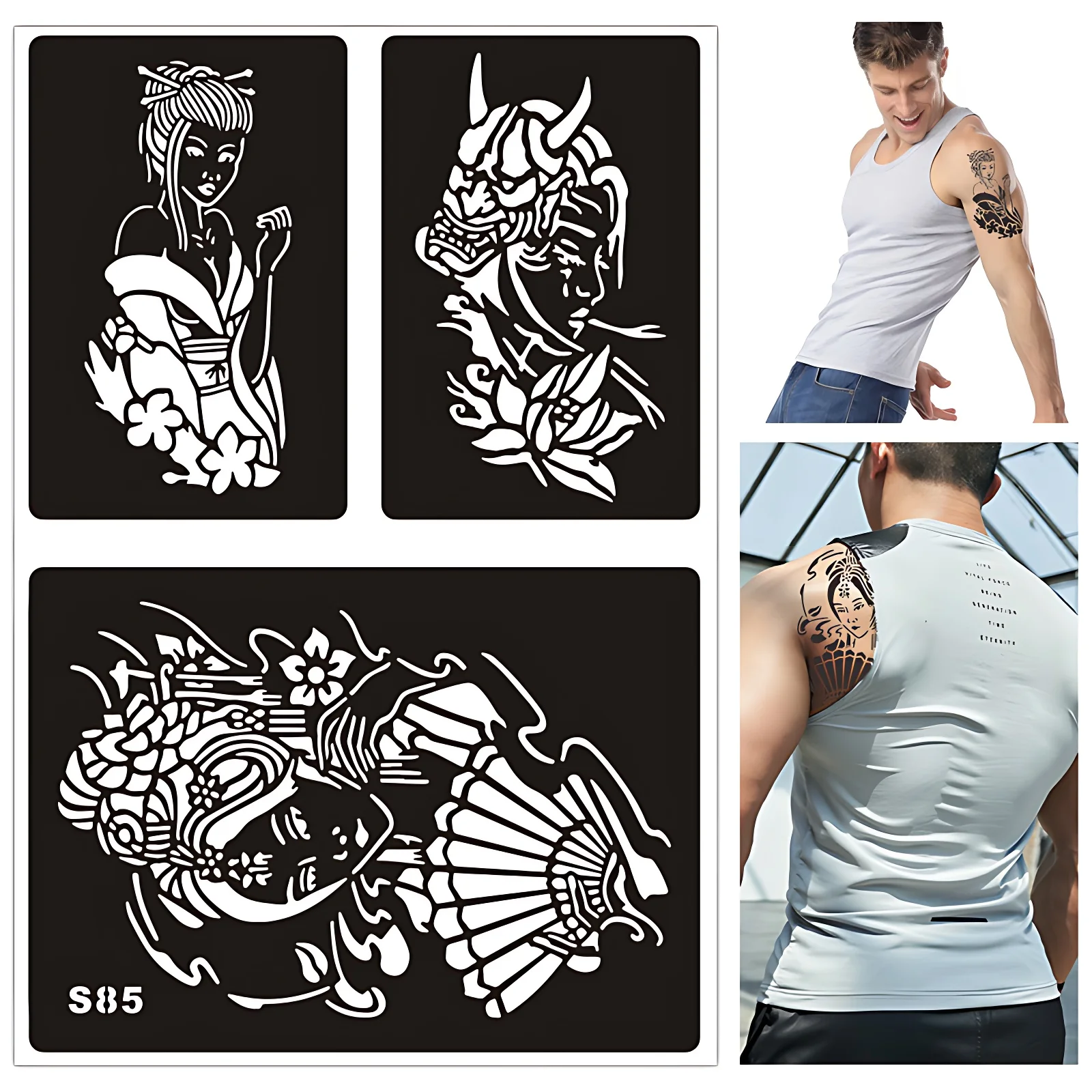 148 шт. трафареты для татуировок с блестками хной настоящих мужчин женщин и детей