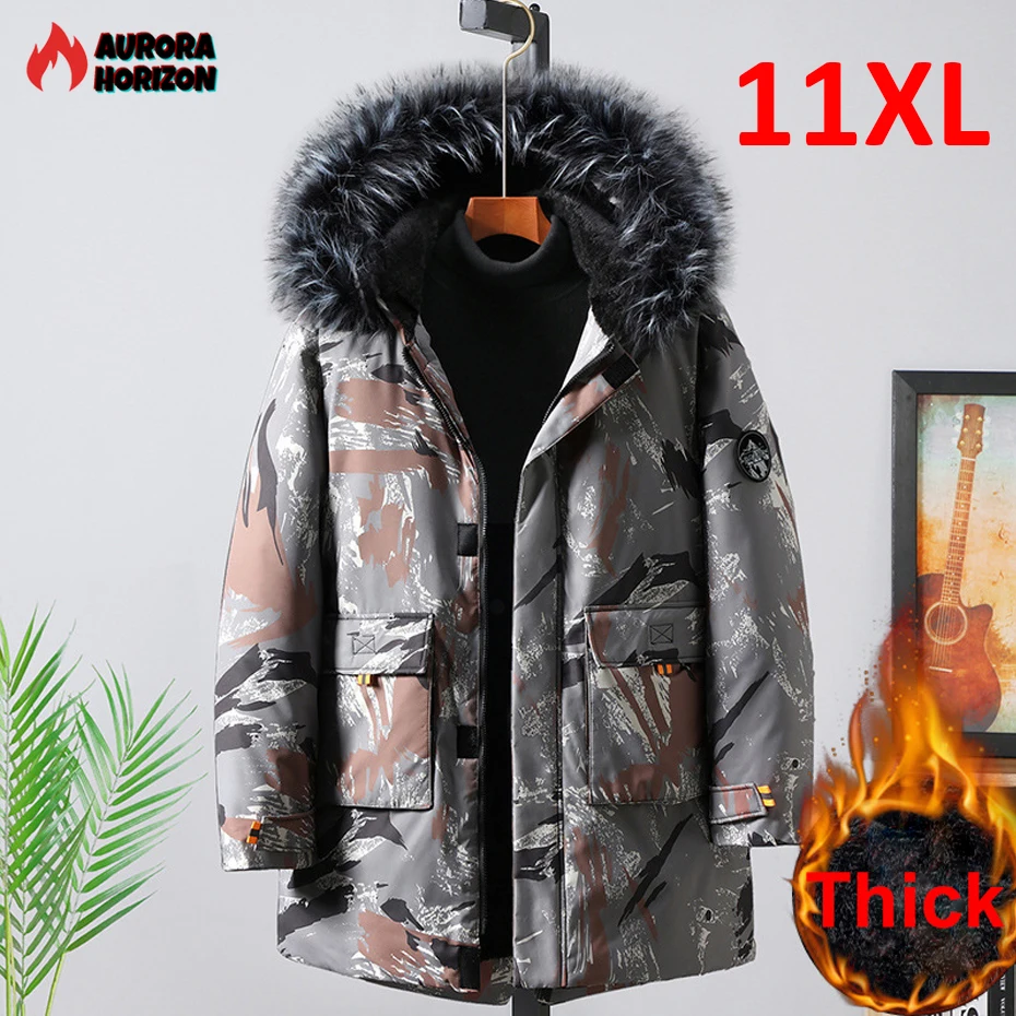 

AuroraHorizon 2023 Plus Size 10XL 11XL Parka Men Winter Jacket Fashion Casual Thickened Camou Jacket Coat Male Parkas Big Size