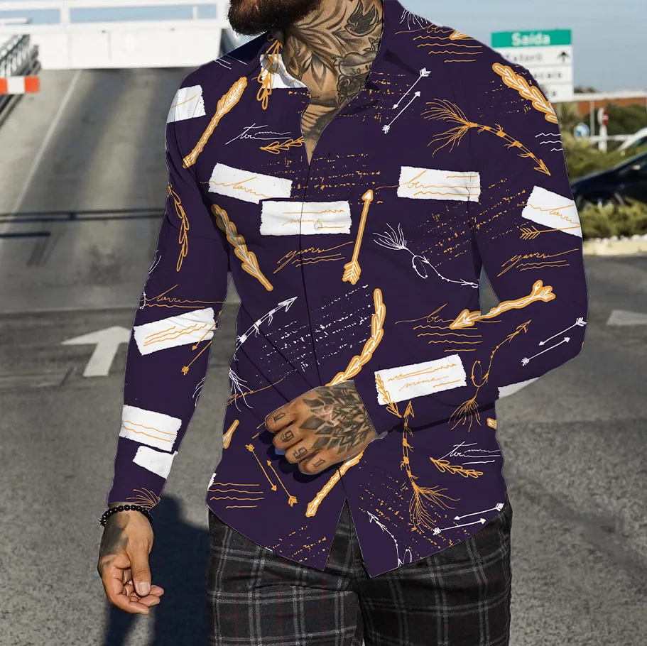 Men Hawaii Shirts Camisa Masculina Chemise Homme Shirts for Men Ropa Hombre Men Shirts Chemises Mens Long Sleeve Print Shirt