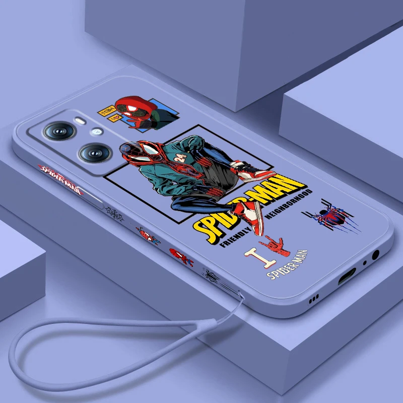 

Marvel Spiderman Avengers Art Phone Case For OPPO Find X5 X3 F21 Lite A96 A94 A93 A77 A76 A74 A72 A57 A53S 5G Liquid Left Rope