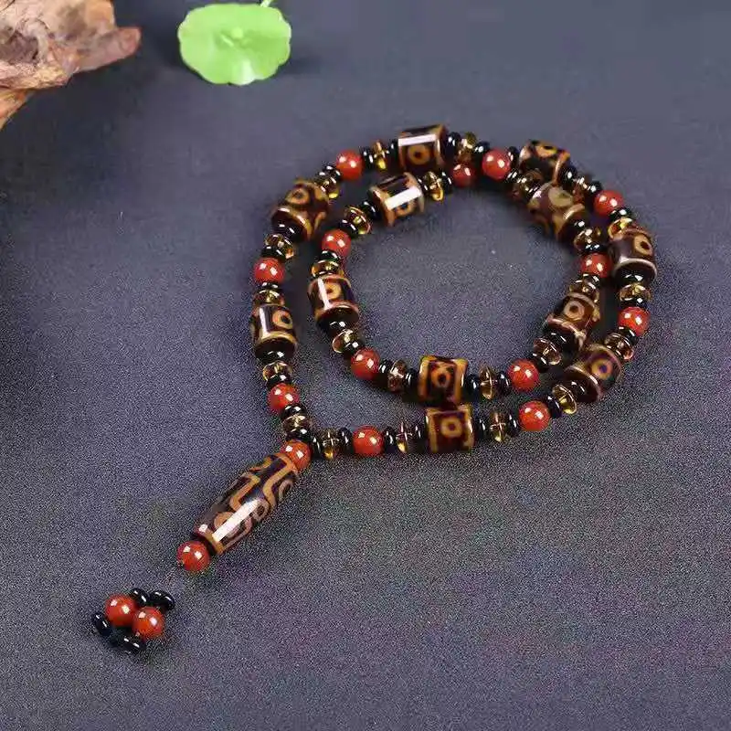 Агат девять глаз Dzi ожерелье с бусинами универсальная простая подвеска в