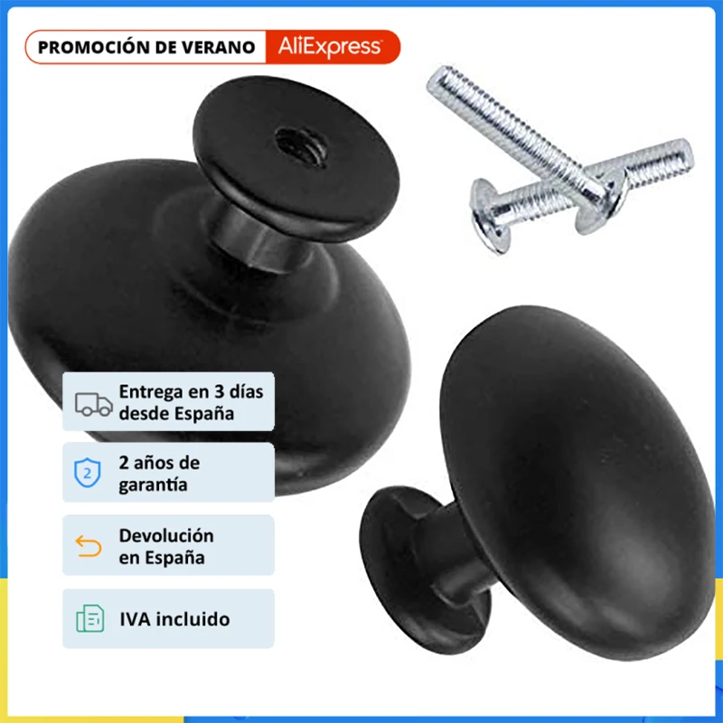 

Matted Black Cabinet Knobs, Round Mushroom Drawer Knobs, 30MM Aluminum Alloy, Drawer Pull Handle Door Pulls Cupboard Wardrobe