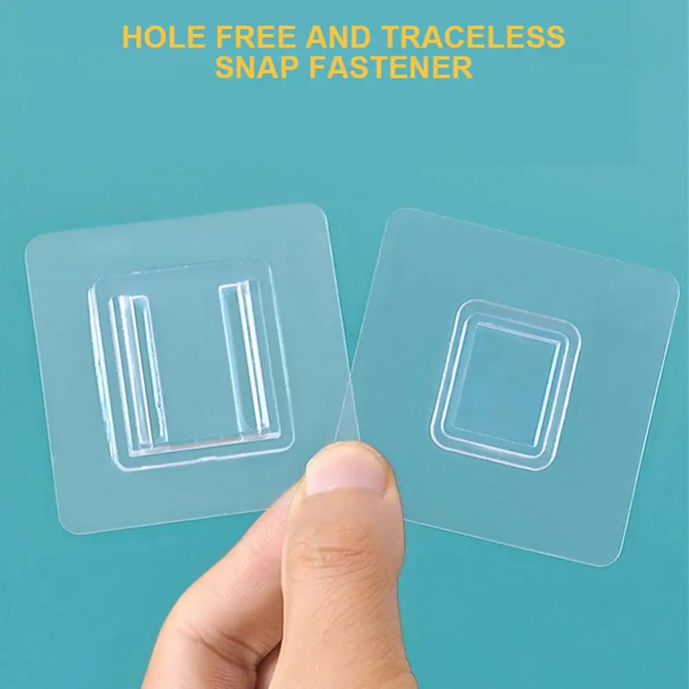 

4 Type A Pair Of Punch-free Seamless Stickers Buckle Mother Buckle Hook Patch Transparent Wall Hooks Wall Hanger Plastic Strip