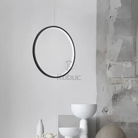 kobuc modern led chandelier lights round ring circle pendant lamp for living room lighting indoor black white gold chandelier