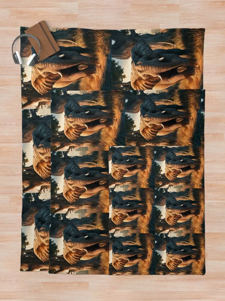 Портрет слона. Картина слона дикий слон винтажный стиль Рембрандт Ван Рijn плед