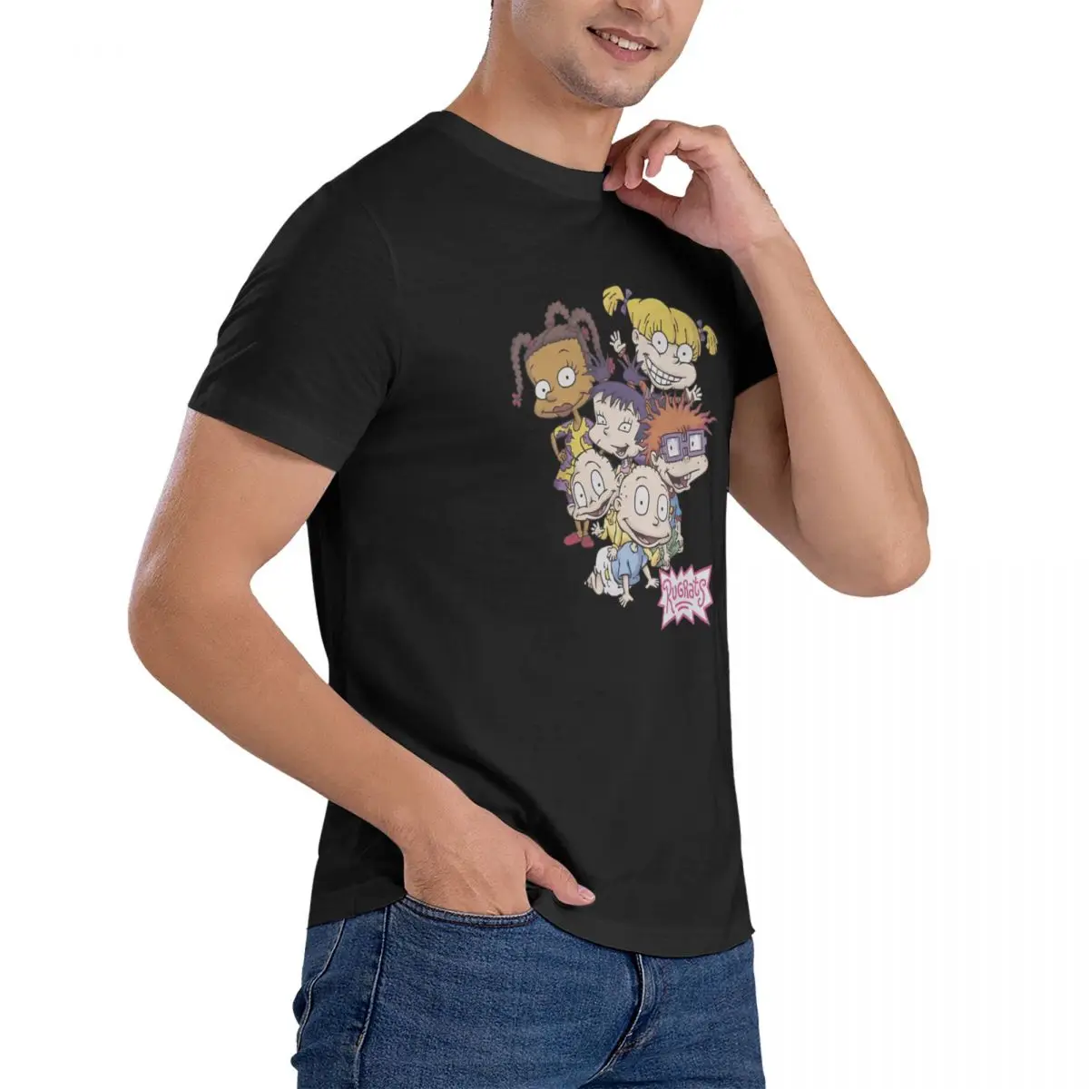 Groovy футболки для мужчин 100% хлопок смешные круглый воротник X-Rugrats футболка с