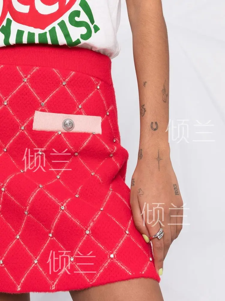 

Женская Жаккардовая юбка до локтя, с кристаллами