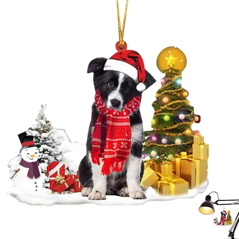 

Украшения для рождественской елки в виде собаки, милые рождественские подвесные украшения для щенка, акриловые подвесные украшения для веч...